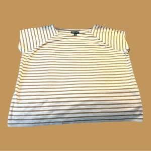 Lauren Ralph Lauren Womens 3XL Round Neck Gold White Stripe Shirt Holidays